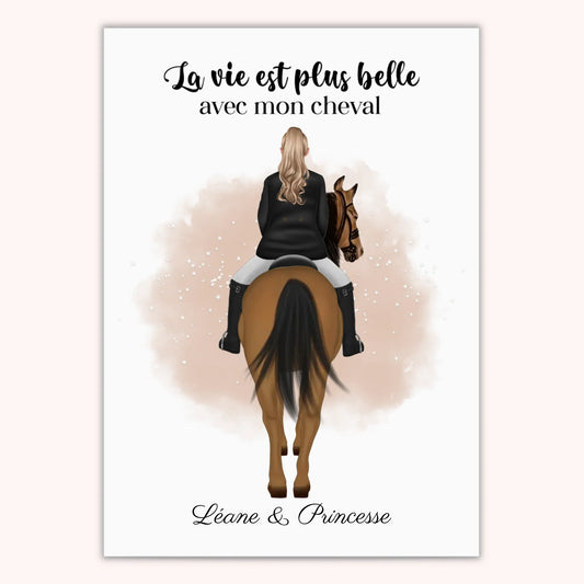 Affiche Personnalisée - Cavalière et son cheval