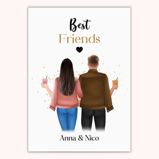 Affiche Personnalisée - Meilleurs Amis - Homme et Femme