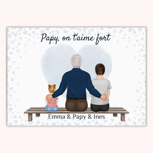 Affiche Personnalisée - Papy et Petits-Enfants