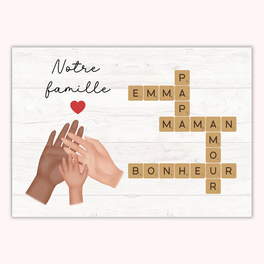 Affiche Personnalisée - Famille Scrabble - Avec Animaux