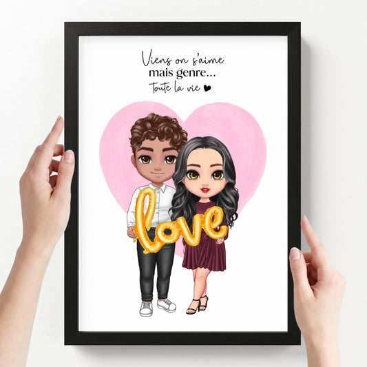 affiche personnalisé portrait avec cadre loofie