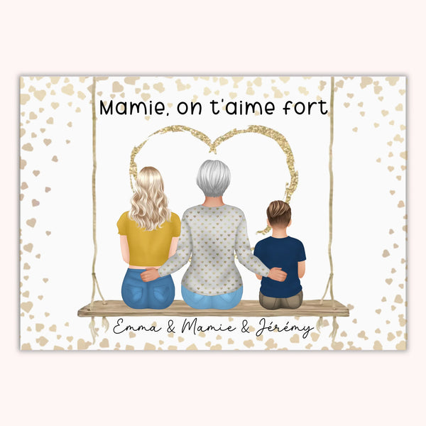 Affiche Personnalisée - Mamie et Petits-enfants