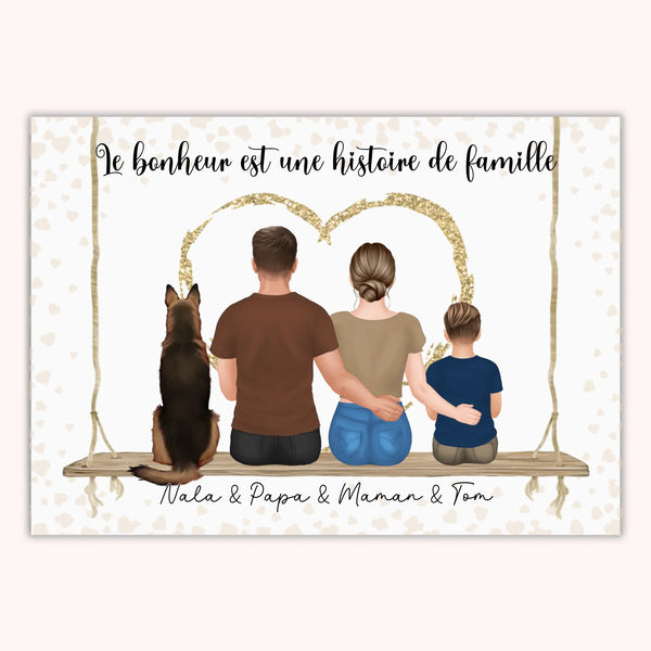 Affiche Personnalisée - Famille Papa Maman Enfants & Animaux