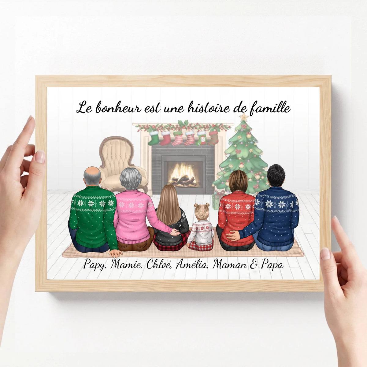 affiche personnalisé paysage avec cadre bois clair loofie