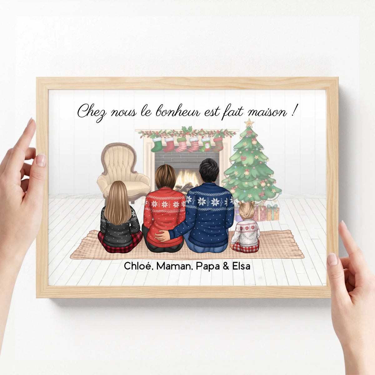 affiche personnalisé paysage avec cadre bois clair loofie