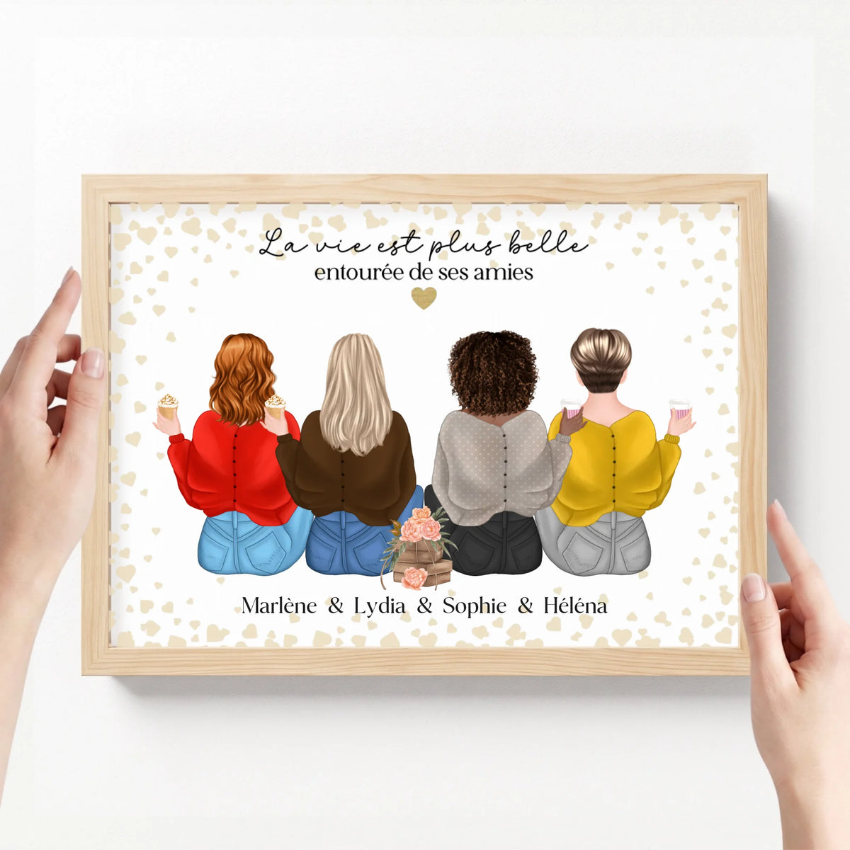 affiche personnalisé paysage avec cadre bois clair loofie